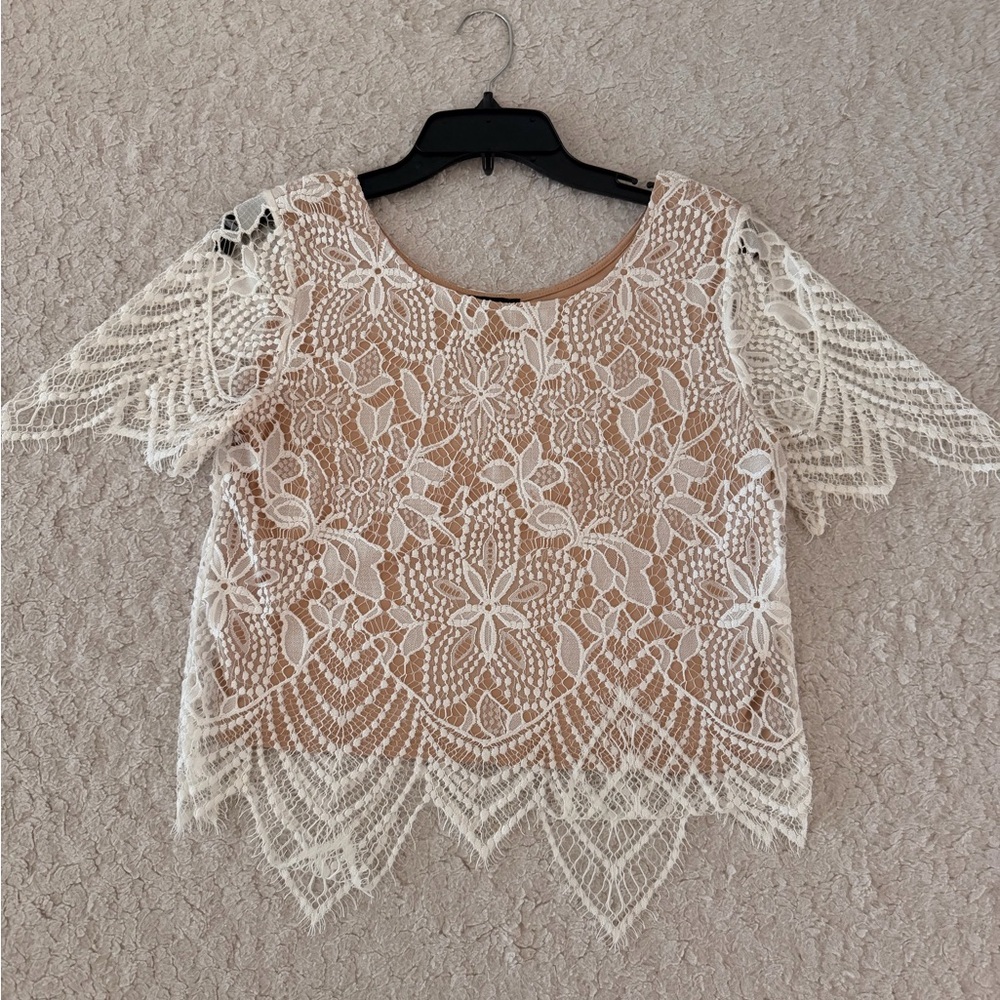 Express White Lace Floral Blouse